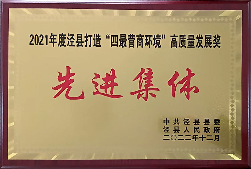 2021年度涇縣打造四蕞營(yíng)商環(huán)境高質(zhì)量發(fā)展獎(jiǎng)先進(jìn)集體